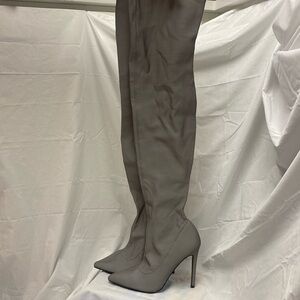 Metallic thigh high boots